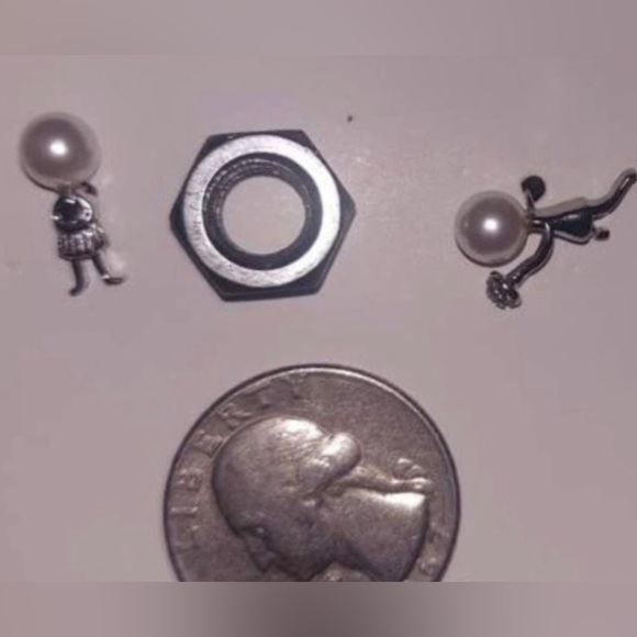 “Marry Me” Boy Flowers Girl Dress Silver Figures Pearl Heads Mismatch Tiny Studs - Picture 13 of 14